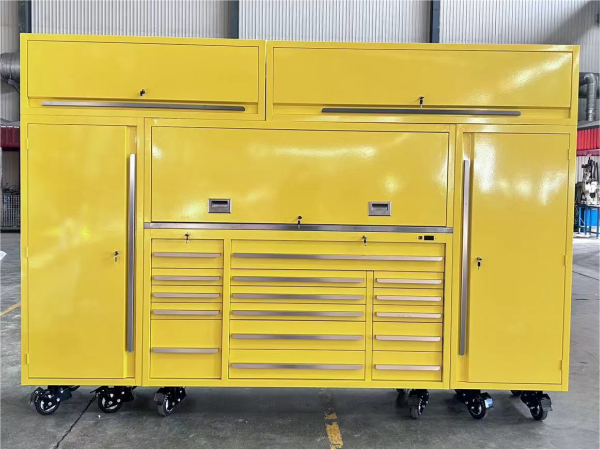 Nakumpleto ang customized na yellow tool cabinet production